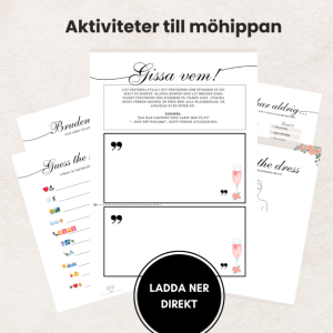 6 aktiviteter/lekar till möhippan - Print and go! Skriv ut direkt