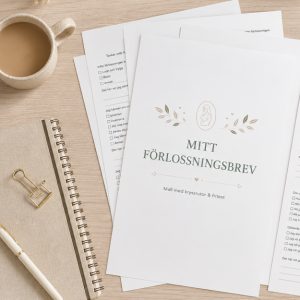 Förlossningsbrev – Färdig mall med kryssrutor & fritext | PDF