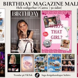 Birthday Magazine mall | Födelsedagstidning i Canva | Redigerbar present